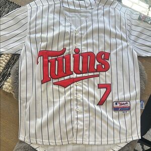 White and Red Twins Jersey Joe Mauer